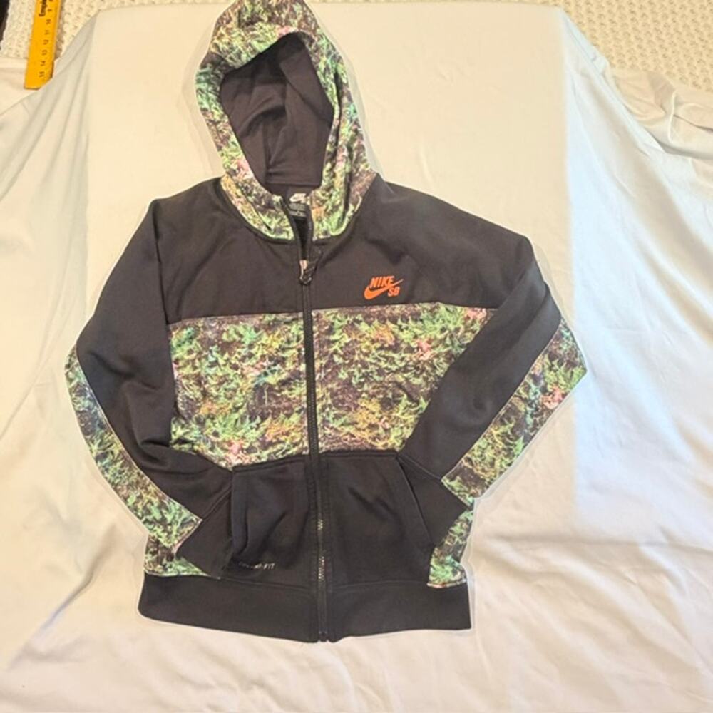 Nike SB Kids Dri-FIT Full Zip Hoodie Forest Fern Print Youth M 10-12